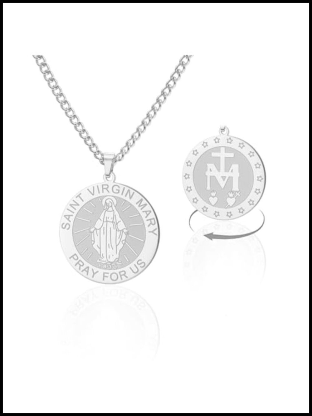 Virgin Mary Medal Necklace Stainless Steel Religious Pendant Catholic Jewelry